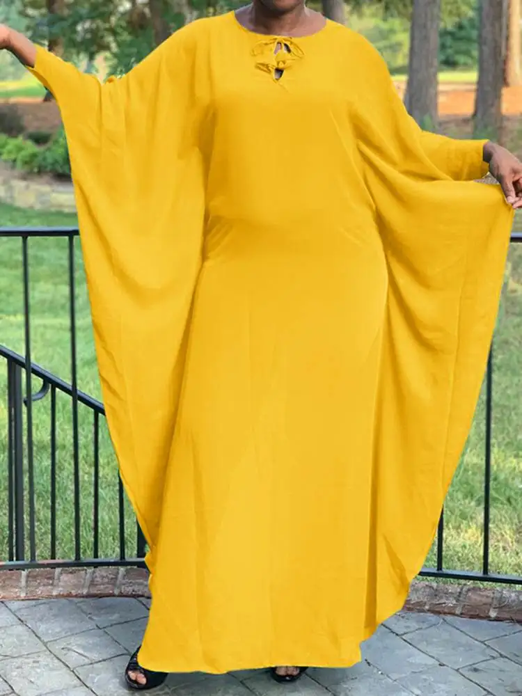 

Women Maxi Dress VONDA 2022 Long Sleeve Solid Color Vintage Kaftan Dress Holiday Party Vestido Loose Robe Female Summer Sundress