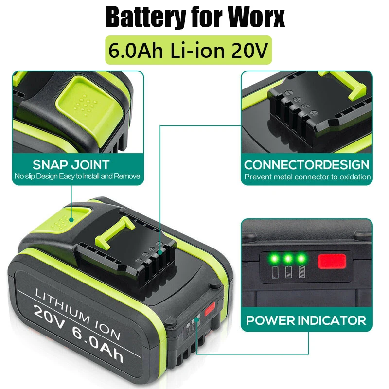 

Nice NEW 20V 9000mAh Lithium Rechargeable Replacement Battery for Worx Power Tools WA3551 WA3553 WX390 WX176 WX178 WX386 WX67