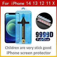 iPhone 14 Pro Max 13 12 11 X Dust-Free Mobile Phone Film Screen Protector Glass With Install Kit Remove Explosion Proof Without