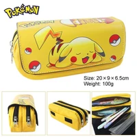 pokemon pencill case kawaii school cartoon pikachu black pen bag school supplies stationery schoolbag birthday gift