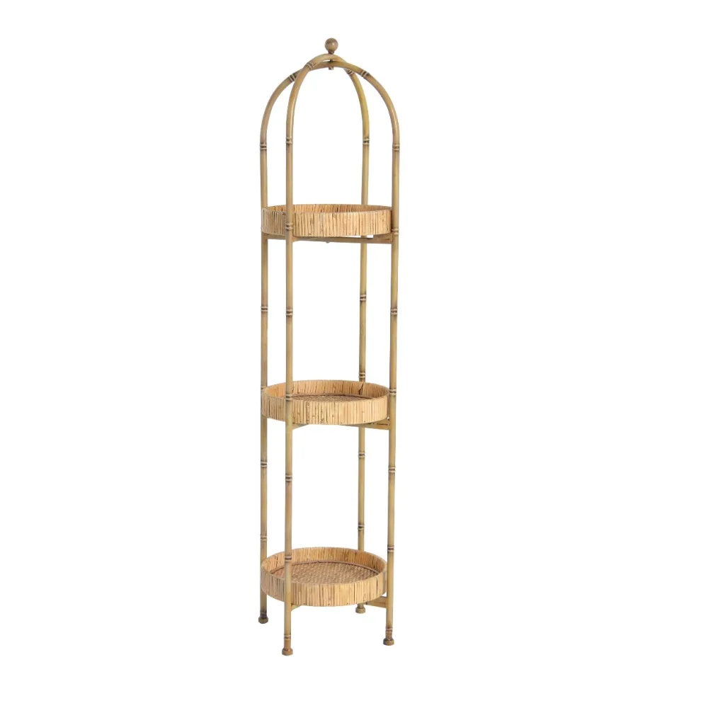 

Desert Fields Bamboo Style Metal Shelf With Rattan Trays