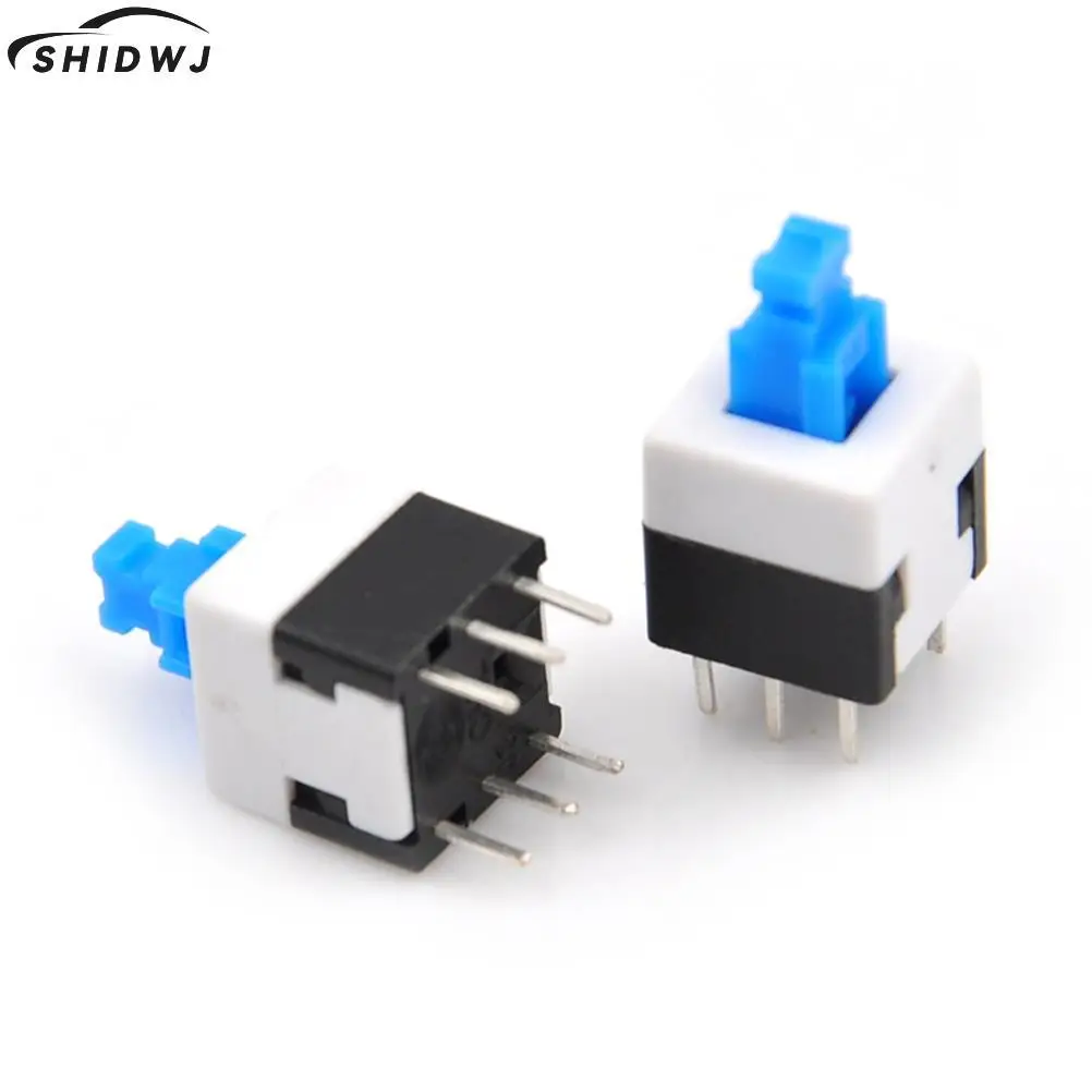 10 шт./лот квадратный 8x8 6 Pin DPDT мини-кнопочный самоблокирующийся переключатель