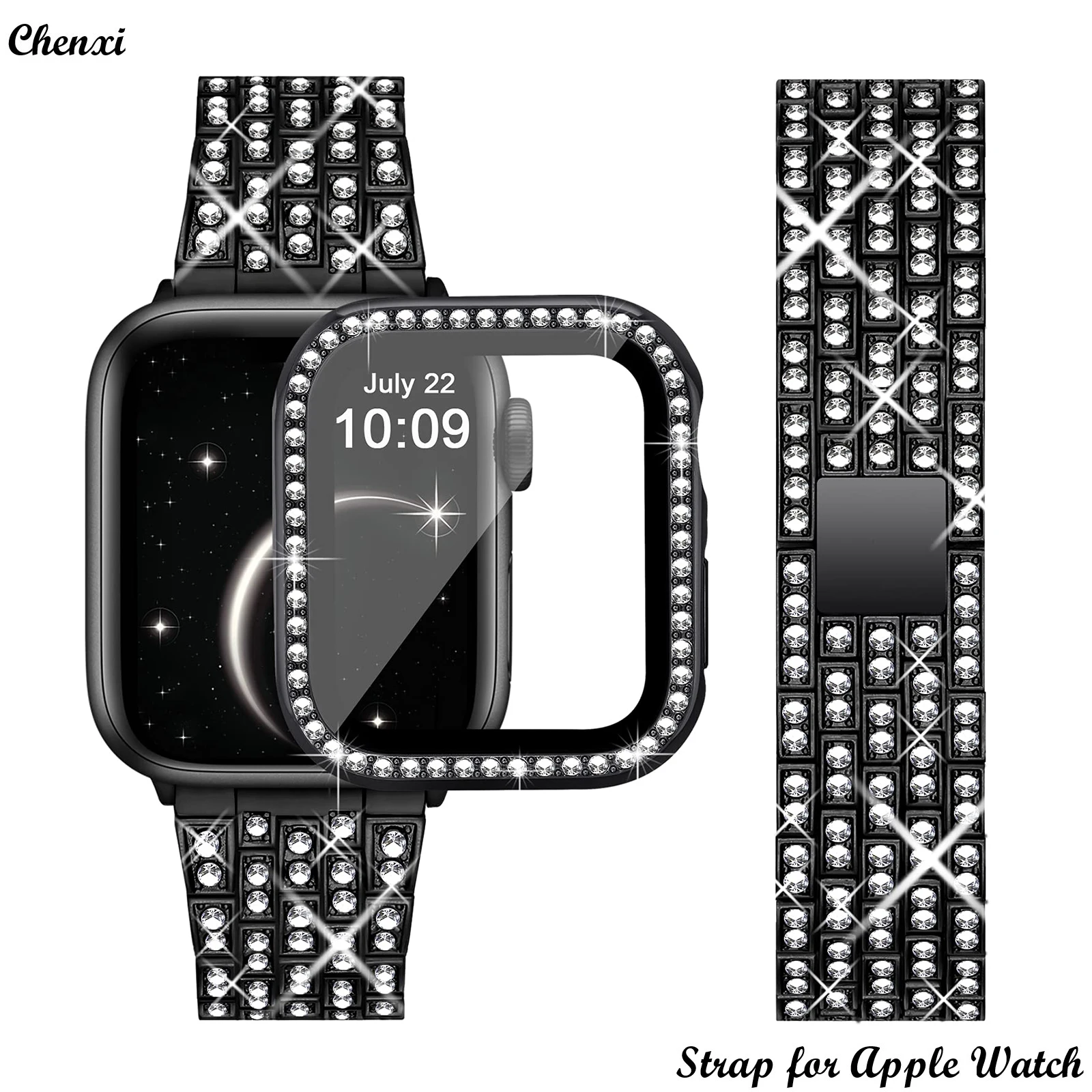 

High texture Metal strap for Apple watch band bling bracelet chain for iwatch38MM40MM42MM44MM diamond strap for iwatch654321
