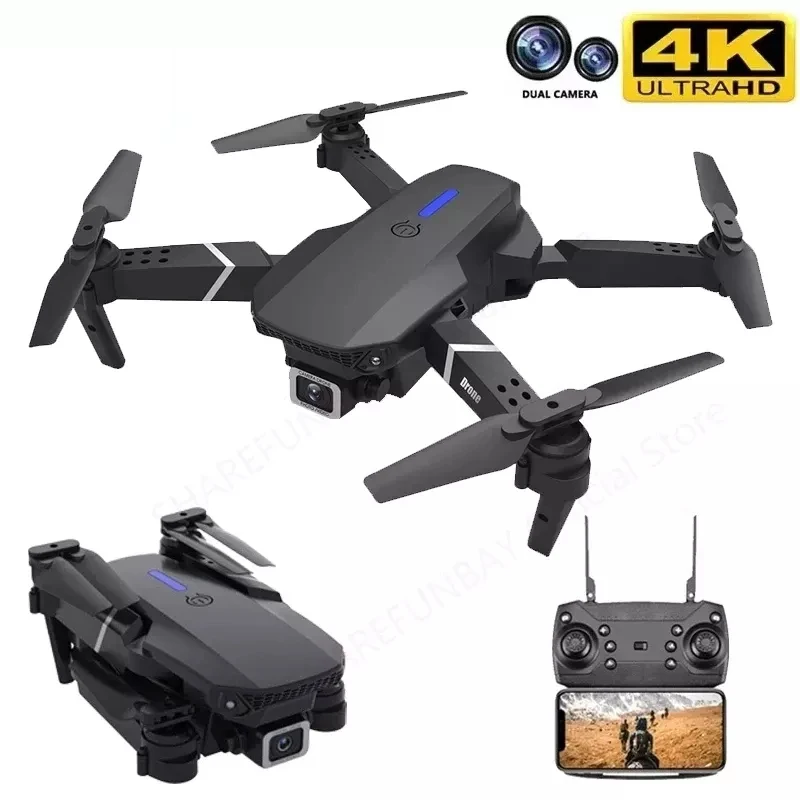 

Мини-Дрон с дистанционным управлением 4K профессиональная HD Двойная камера Wi-Fi FPV летательная антенна вертолет для фотографии складной Квад...