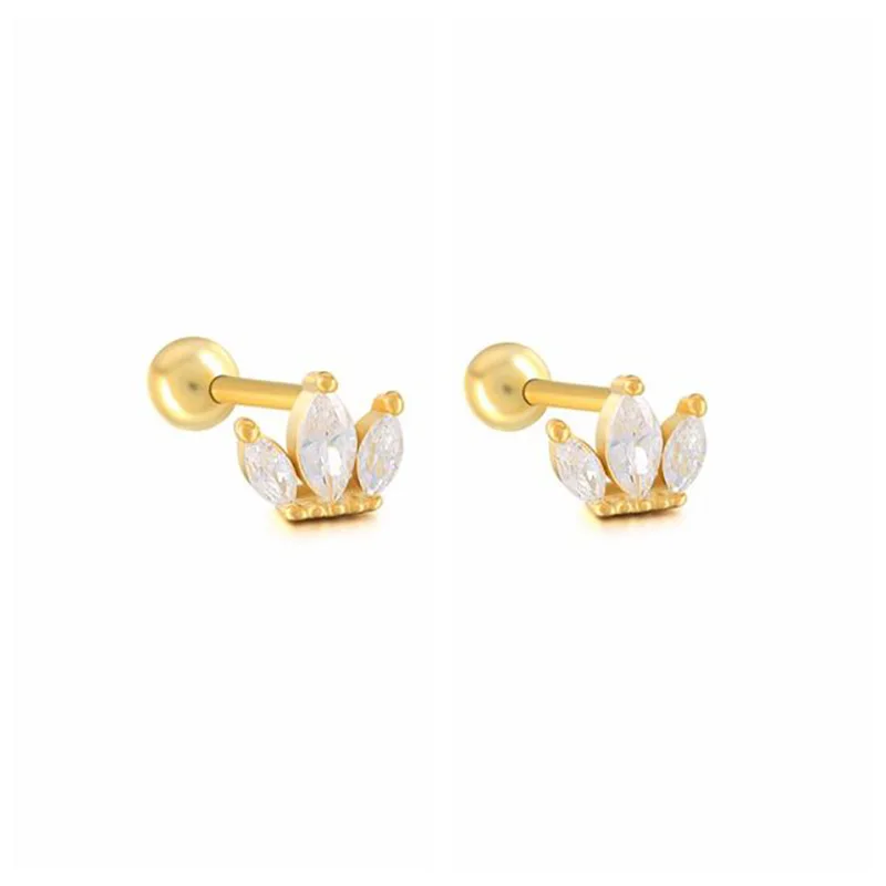 1PC Piercing Cartilage Flat Helix Stud Earrings Women Trend Gold Color Zircon Nose Tragus Ear Ring Earings Fashion Body Jewelry images - 6