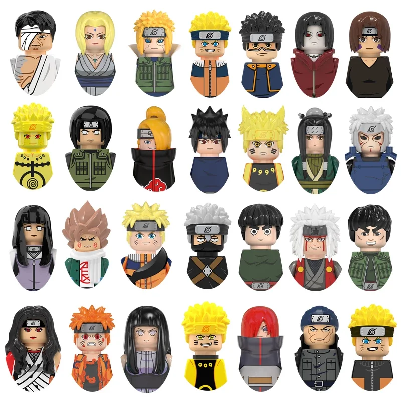 

9Pcs/Set Naruto Sasuke Kakashi Akatsuki Bricks Building Blocks Anime Cartoon Mini Action Figures Heads Assembly Toys Kids Gifts