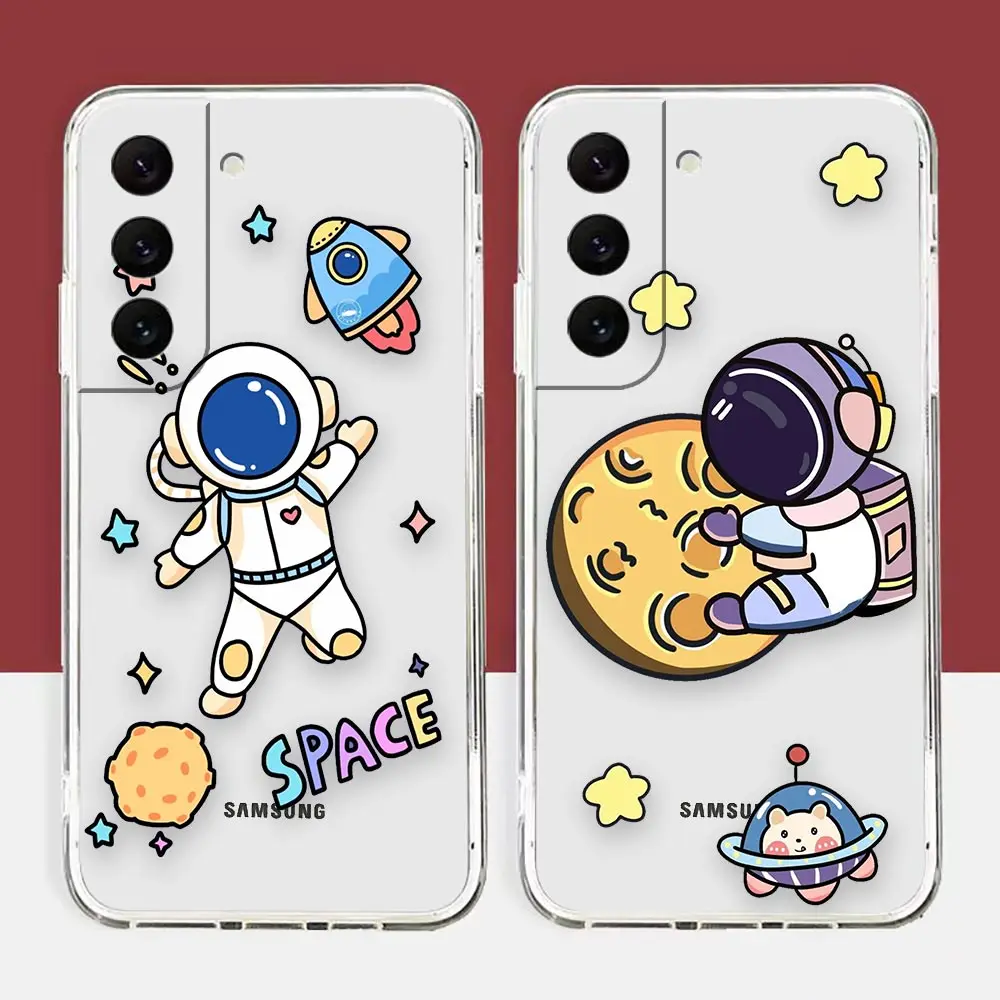 

Clear S22 Case For Samsung S30 S22 S21 S20 S10 NOTE 20 10 A03S A03 A02S FE LITE ULTRA PLUS PRO 5G Case Cute Cartoon Astronaut