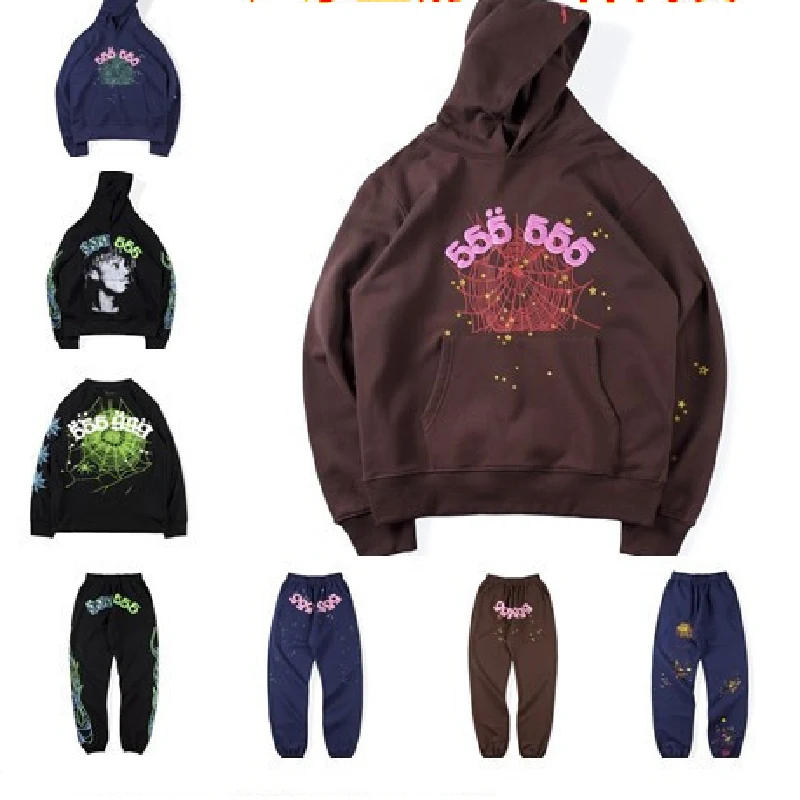 

Sp5der 555555 Spring Women Hoodies Foaming Printing Angel Number Hooded Men Women 1:1 Spider Web Pattern Pullover Sweatshirts