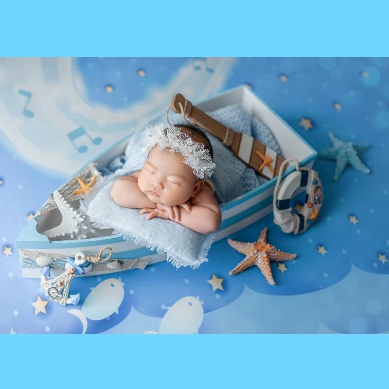 Newborn Photography Props Fragrance Voyage Wooden Boat Backdrop Theme Set Fotografia Accessories Studio Shooting Photo Props