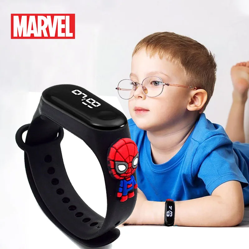 

Spiderman Kids LED Cartoon Digital Watch Spider Man Anime Figure Children's Watch Sport Touch Electronic Waterproof Watchs Gifts