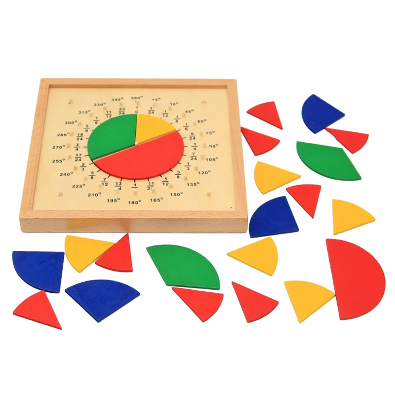 

Kids Montessori Round Score Board Wooden Toys Calculation 1/4 1/8 Measuring Angle Mathematical Teaching Aids Educational Toys
