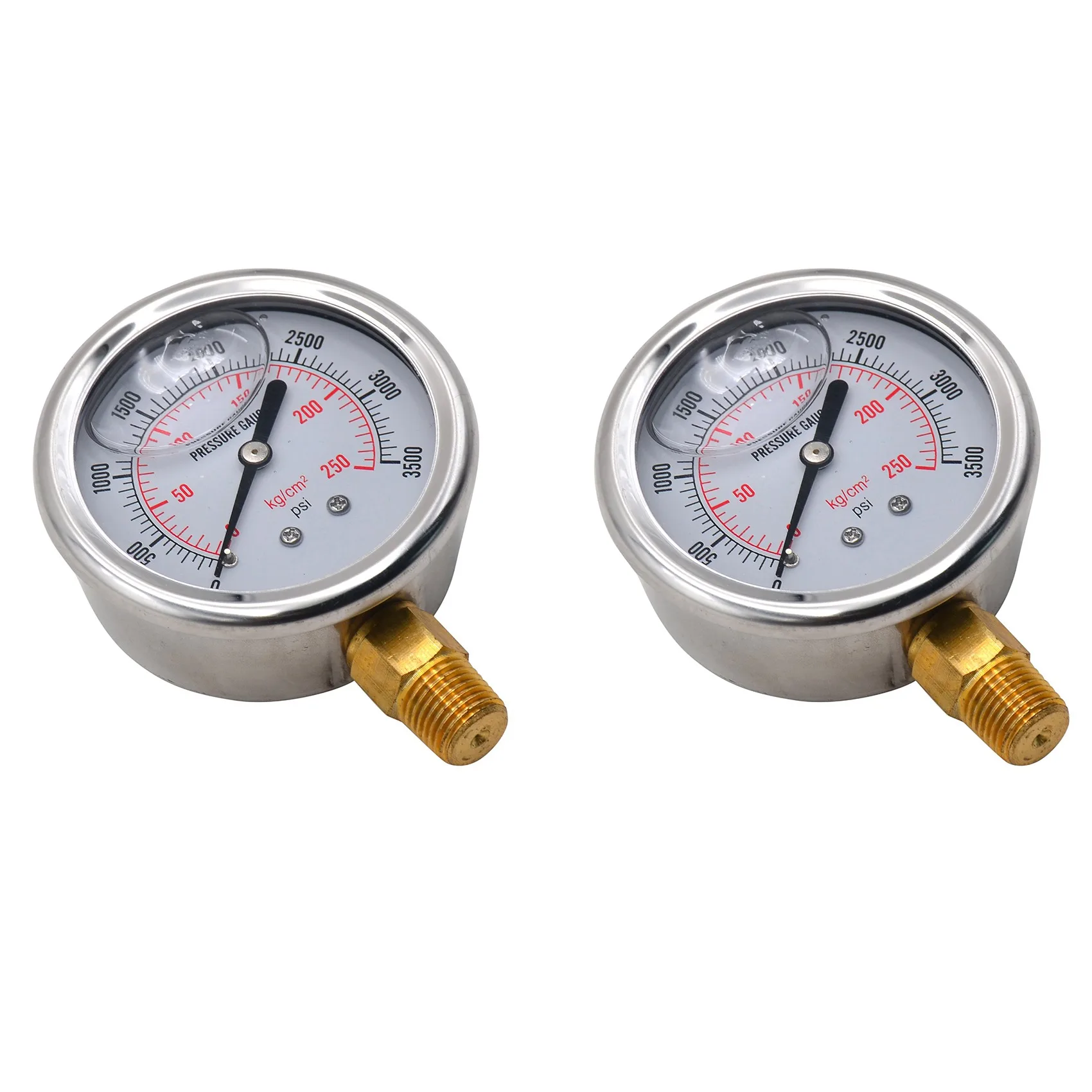 

2X 1/4 NPT Automotive Oil Pressure Gauge Instrument Hydraulic Meter Gauge 0-3500 PSI