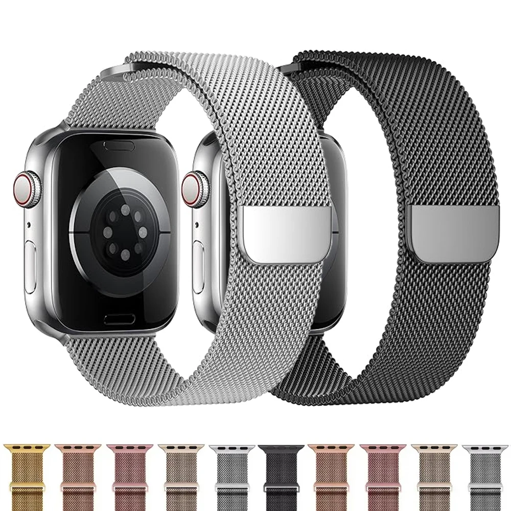 Фото Магнитные ремешки для Apple Watch Band 10 9 8 7 6 5 4 3 SE Ultra2 49 мм 46 мм 45 мм 44 мм 42 мм 41 браслет correa iWatch металлические ремешки №1
