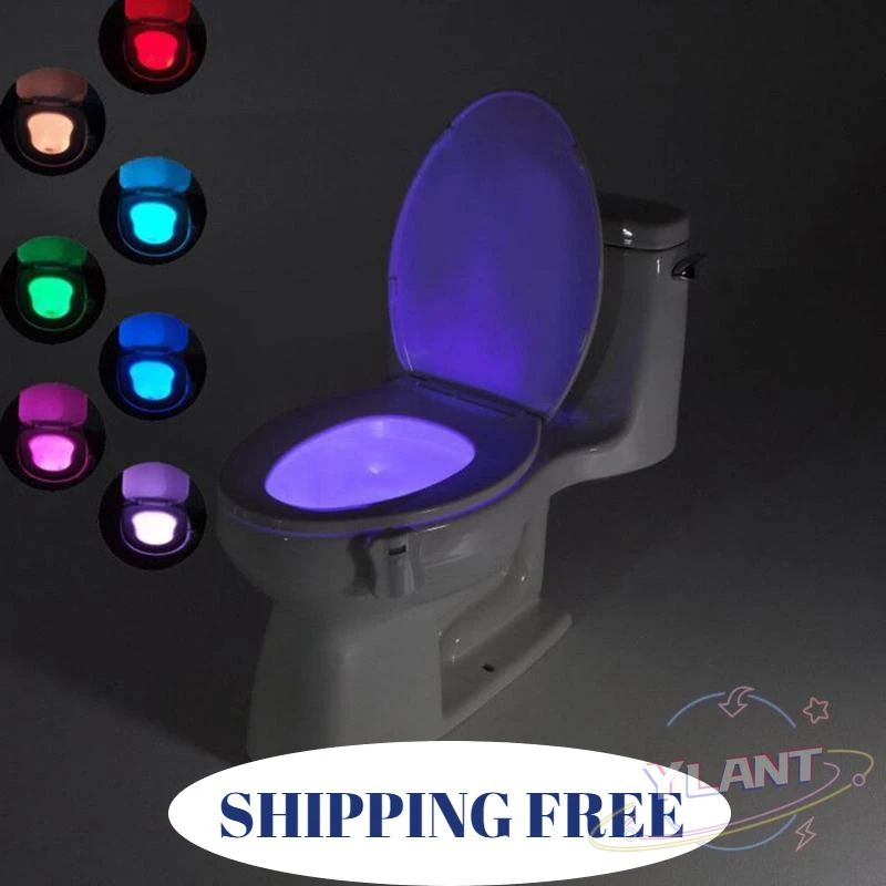

YLANT Bathroom Toilet Light LED Nightlight Body Motion Activated On/Off Seat Sensor Lamp 8 Colors PIR Toilet Night Light lamp