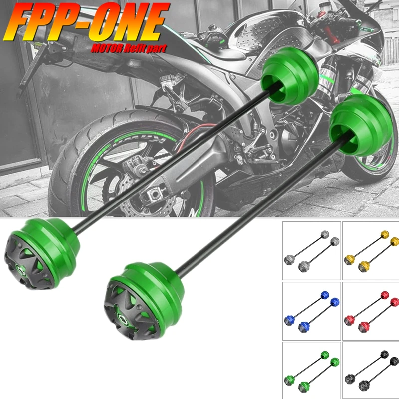 

Front Rear Wheel Protector Axle Fork Crash Slider For KAWASAKI NINJA ZX6R ZX10R ZX14R GTR1400