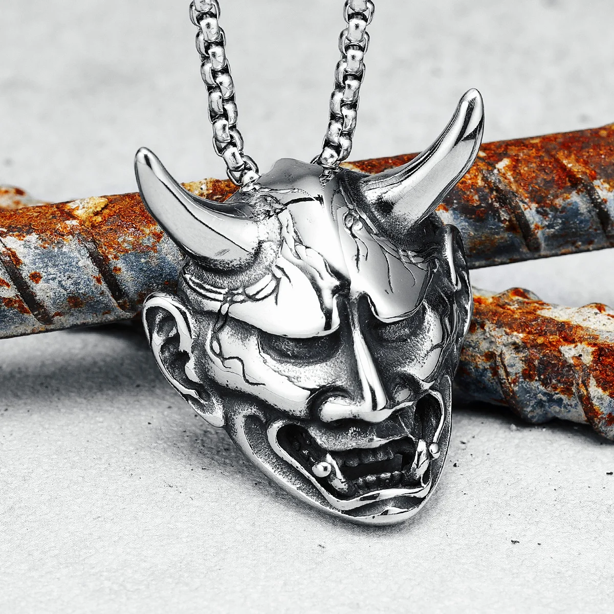 

316L Stainless Steel Men Necklace Bushido Retro Prajna Warrior Pendant Chain Rock Punk for Biker Male Jewelry Gift Dropshipping