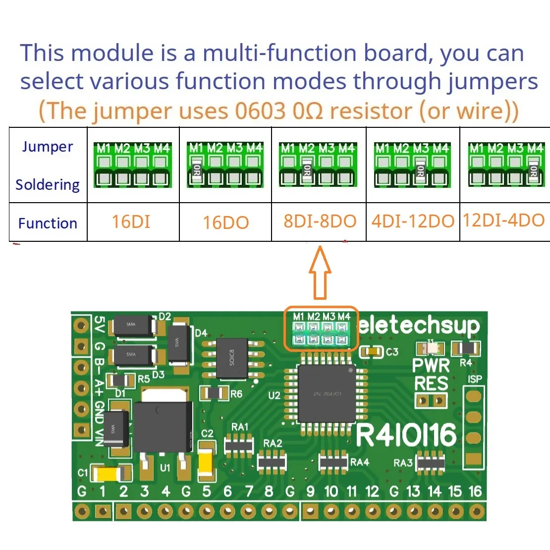 16DI/16DO/8DI-8DO/4DI-12DO/12DI-4DO Modbus Rtu Digital IO RS485 2 54 мм контактная основная плата для Arduino ESP32