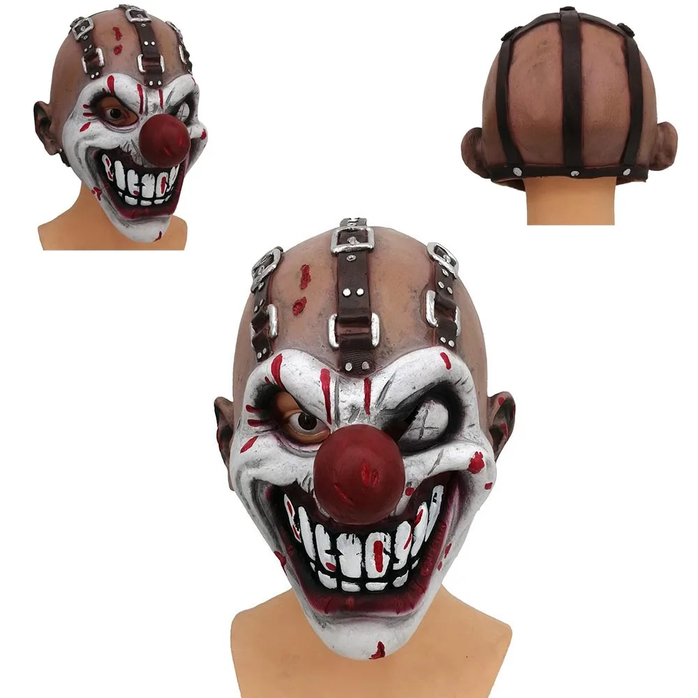 

Cosplay Scary Horrible Tooth Mouth Clown Droll Red Nose One-Eye Creepy Horror Funny Halloween Mask Full Face Costume Prop Party