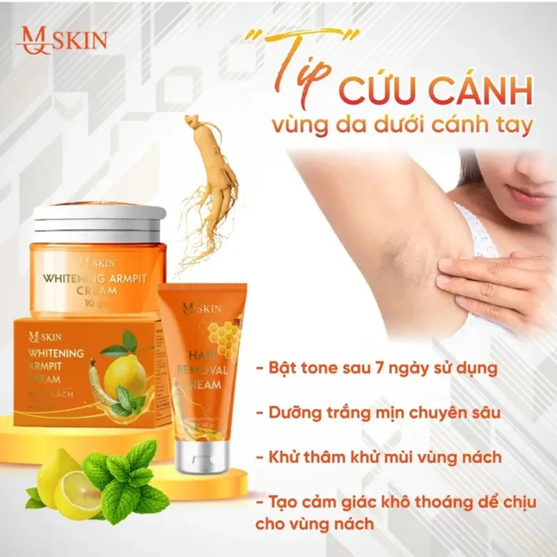 Combo Kem Thâm Nelea Kh Leit Membali Sâm Chanh Mır + Wax L deenndar Phembali MQ Skin White Remove Odor KEM THAM KHU MUI SAM CHANH MAT