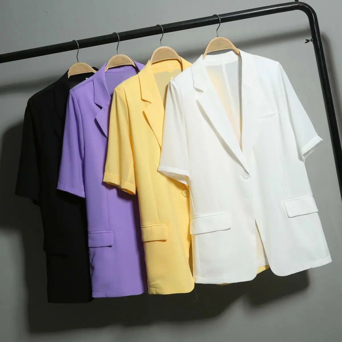 

Suit short-sleeved women's summer chiffon small suit coat 2021 new loose thin suit mid-length coat blazers oversized blazer