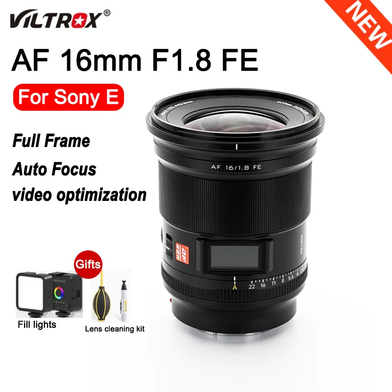 VILTROX AF 16mm F1.8 Auto Focus Full Frame Large Aperture Wide Angle Prime Fixed Focus Camera Lens For Sony FE Mount Cameras