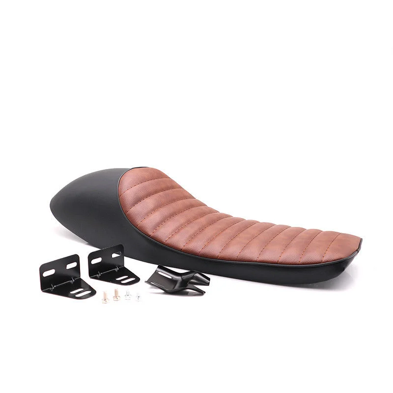 

Brown+Black Vintage Leopard Print Hump Long Seat For Cafe Racer Saddle GT Universal
