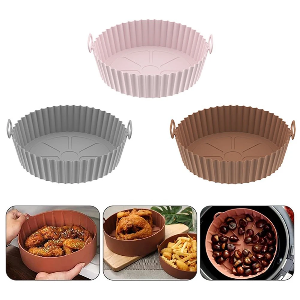 

1pcs Air Fryer Silicone Baking Pan Air Fryer Special Bowl Pad Chicken Basket Kitchenware Nonstick Pans Air Fryer Accessories