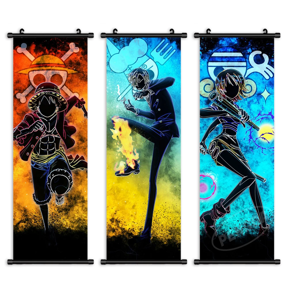 

Print Anime Straw Hat Pirates Posters One Piece Decorative Paintings Canvas Hanging Home Wall Room Decor Scrolls Robin Pictures