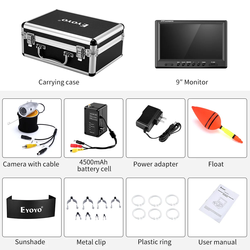 Eyoyo-Новый комплект эхолота с поддержкой функции DVR 9-дюймовый дисплей 1024x600