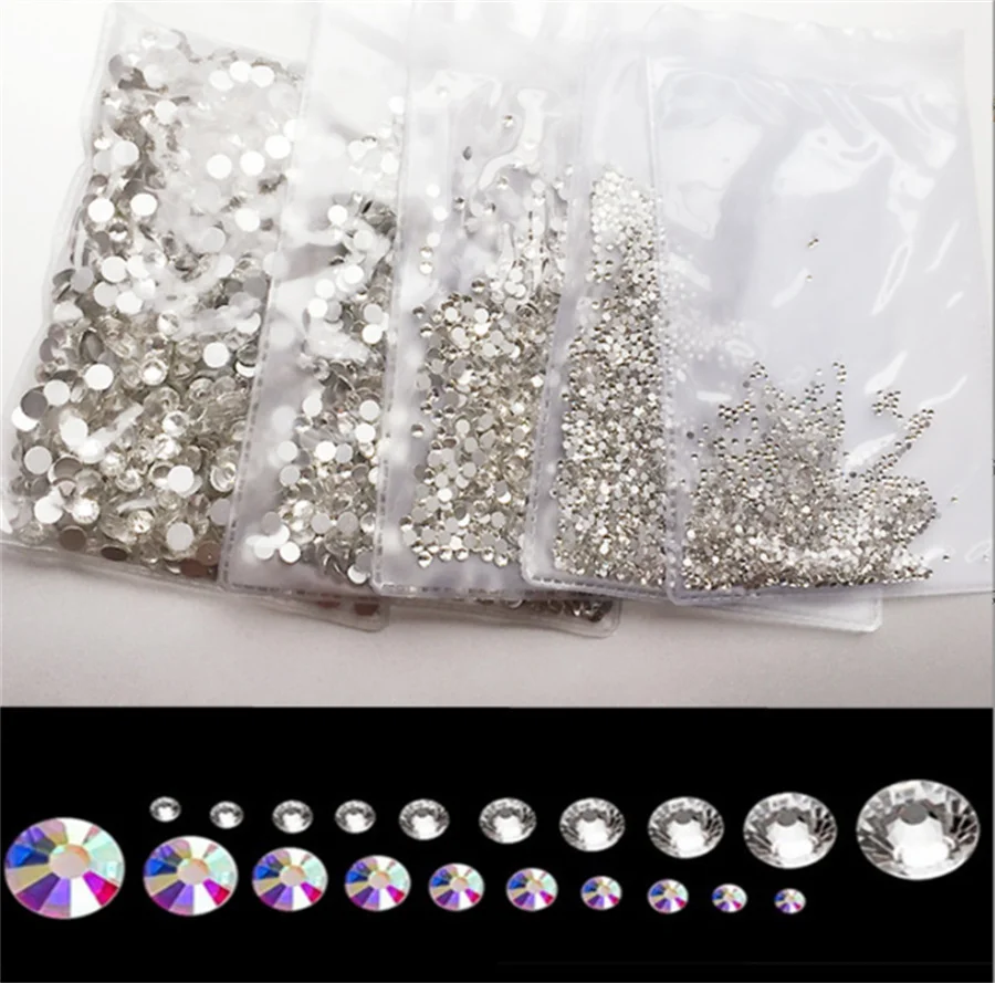 

SS3-SS20 1440pcs Glitter 3D Non HotFix FlatBack Glass Pixie Nail Art Clear Crystal AB Rhinestones Shiny Gem Manicure Accessories