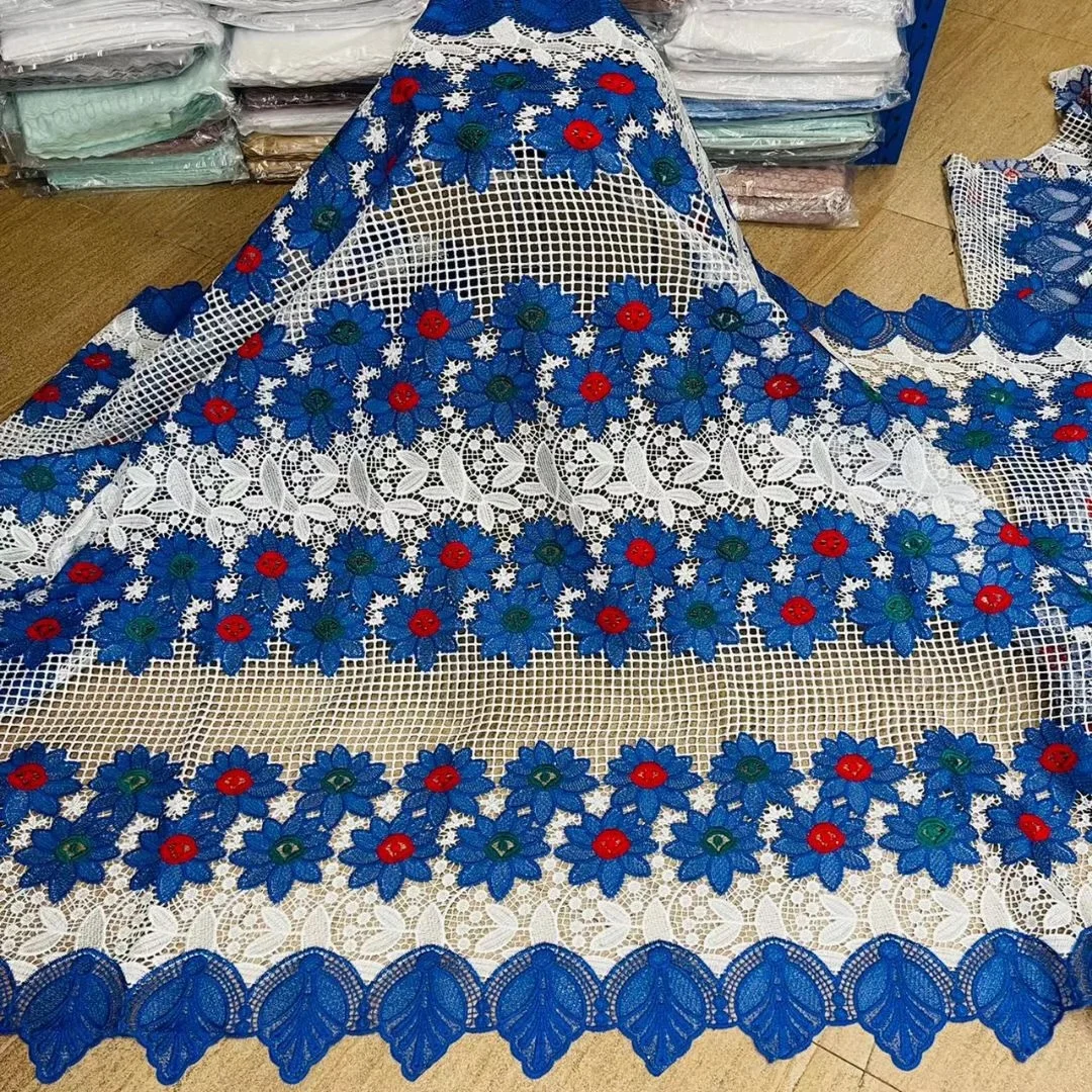 

Африканский гипюр, 5 ярдов, дырокол, Мягкая сетчатая ткань 2022, высокое качество, нигерийский шнур для горячего запечатывания, сетка, кружево ...