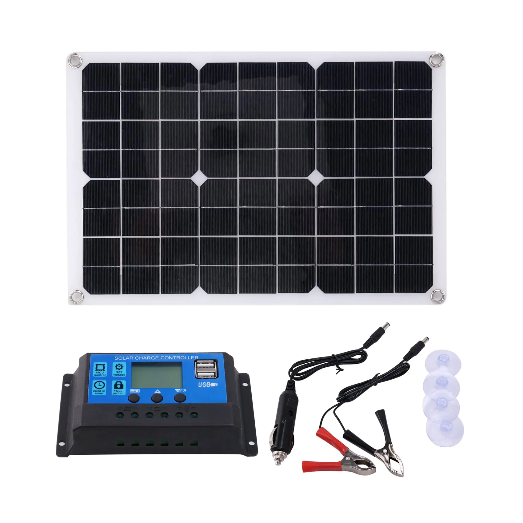 

15W Solar Panel 12V Battery Charger Kit 50A Controller for Caravan Van Boat Dual USB