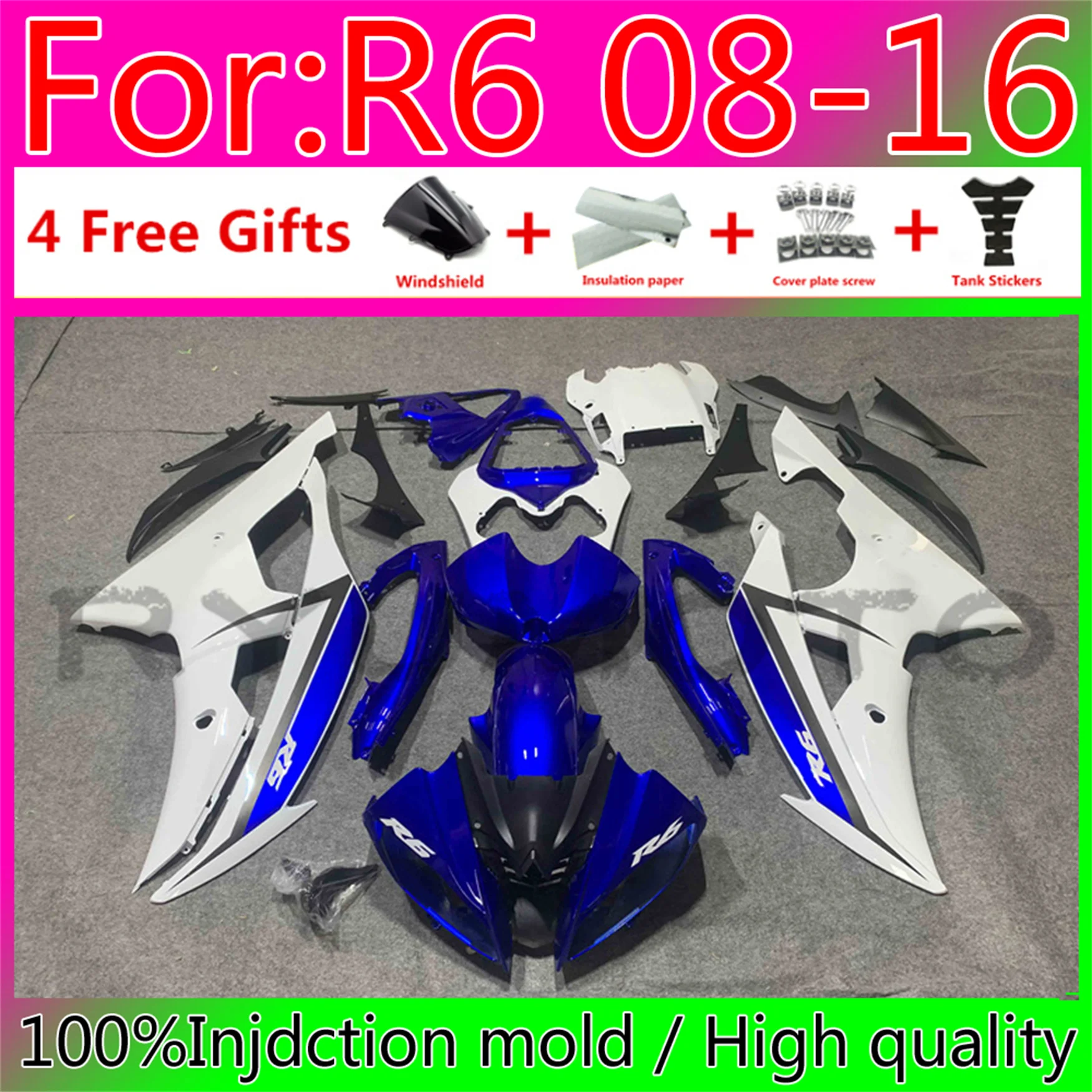 

Мотоциклетные комплекты обтекателей для Yamaha YZF R6 2008 2009 10 2011 12 13 15 16 Обтекатели для кузова Φ 08 09 11