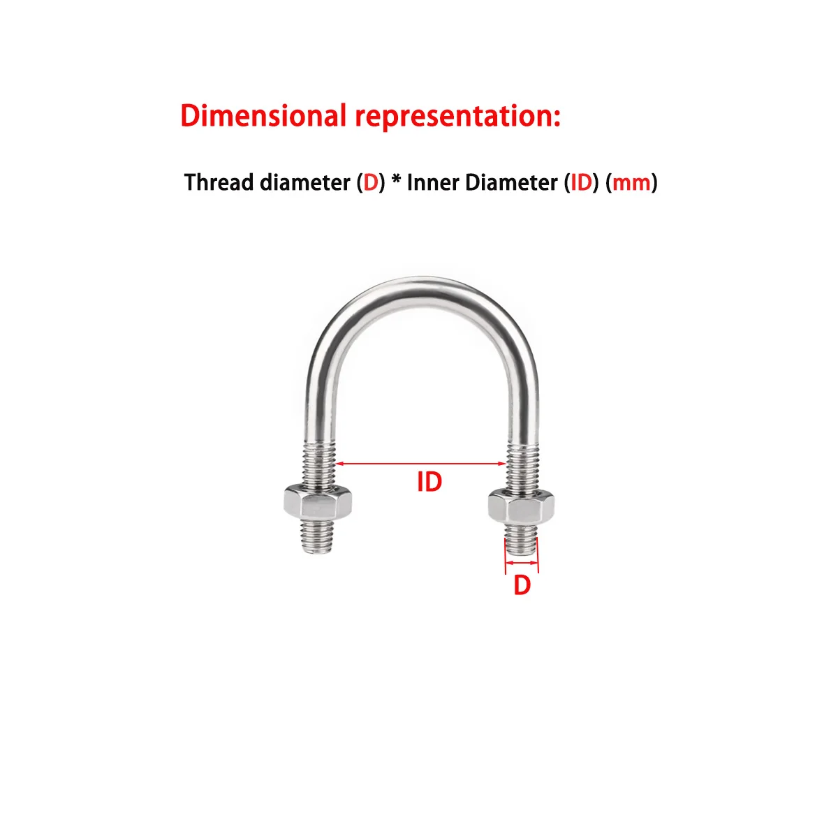U-образный болт из нержавеющей стали 304, крепежный компонент зажима для труб M6-M10