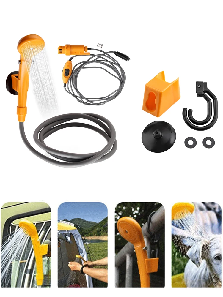 12V Portable Outdoor Automobile Car Shower Set Water Pump Camping Spray I5L7 