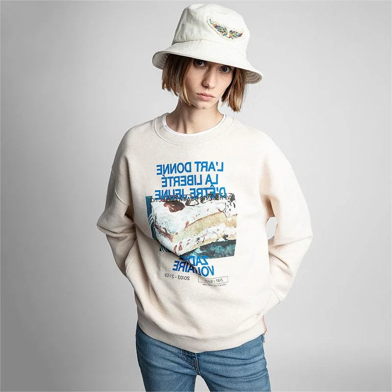 Zadig модный свитшот женский повседневный хлопковый свободный пуловер топ