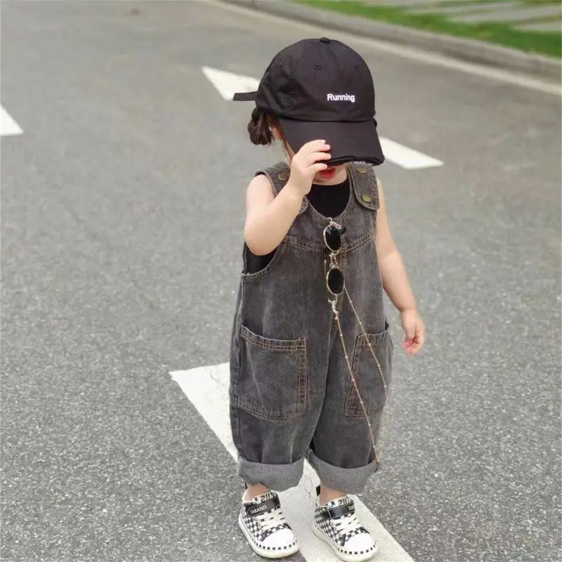 

Children's Pants Korean Version Spring And Summer New Products Boys and Girls Retro Denim Overalls Children's Jumpsuit