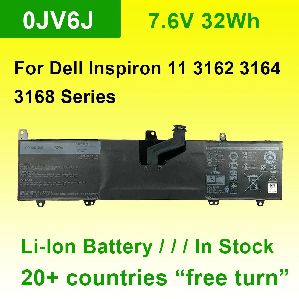 0JV6J Аккумулятор для ноутбука Dell Inspiron 11 3000 3162 3164 3168 P24T001 P25T001 OJV6J 0HH6K9 8NWF3 PGYK5 7 6 В 32 Втч
