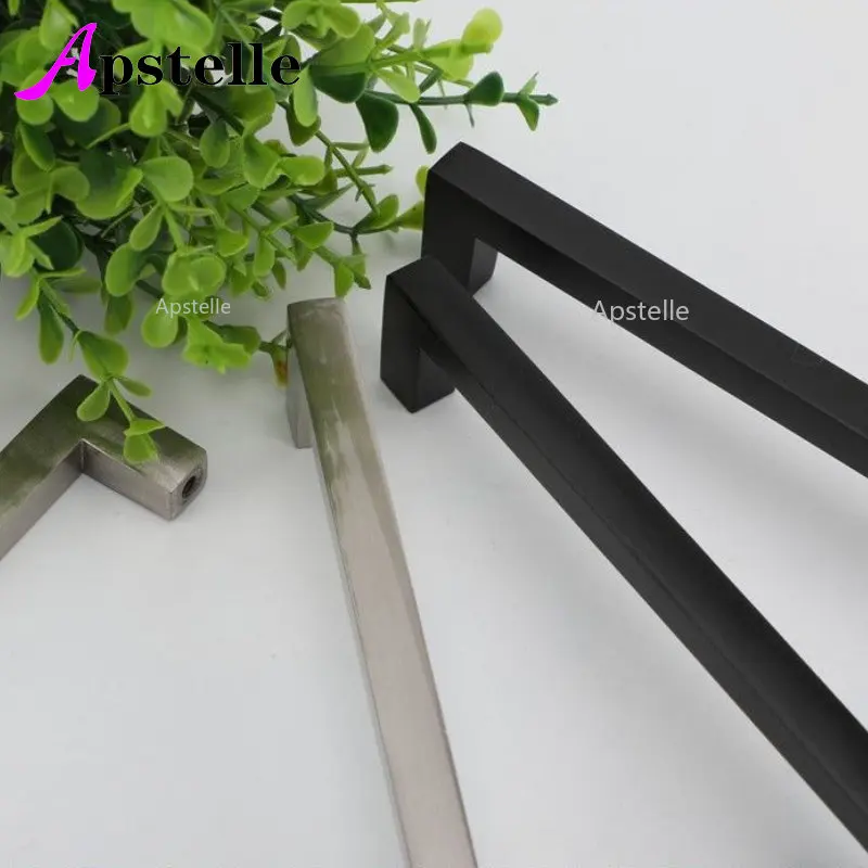 

Золотистая, черная ручка для шкафа, квадратная фурнитура для мебели, кухонные дверные ручки из нержавеющей стали, буфет ручки для ящика шкаф...