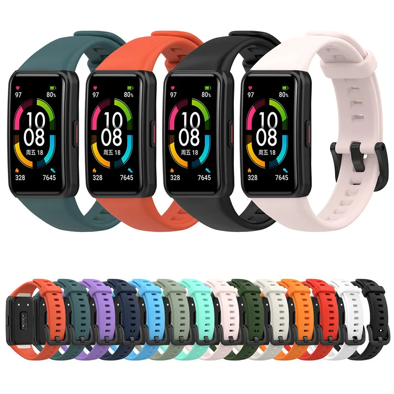 

Many colors new Silicone watch Straps For Huawei Honor band 6 smart watchband Replacement Bracelet for Huawei band 6 Adjustable