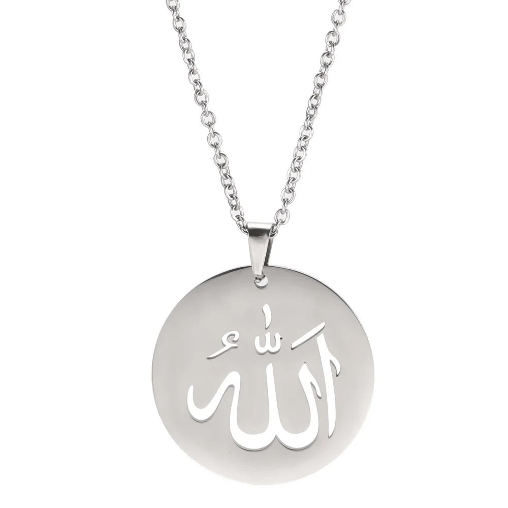 

Xincong Stainless Steel Jewelry Dropshipping Steel Color 24.8x24.8mm Arabic Script Pendant Necklace With 45+5cm Link Chain