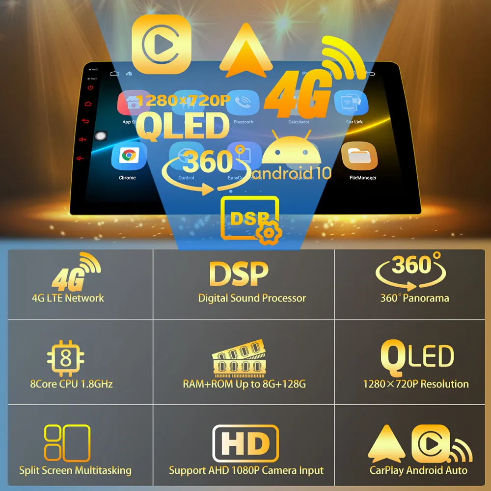 Owtosin Android 10 QLED 1280*720P для SEAT Leon MK2 1P 2005-2012 радио GPS навигация 360 панорамный стерео CarPlay