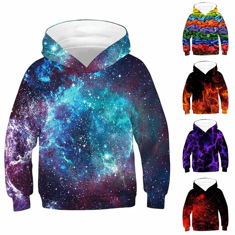 

2023 New Design Printing Sweater Boys Trend Pocket Long Sleeve Winter Little Boy Round Neck Hooded Pullover Regular Loose Tops