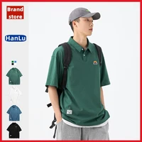 mens clothing 2022 summer new mens t shirt heavy cotton embroidery loose polo shirt oversize student t shirt