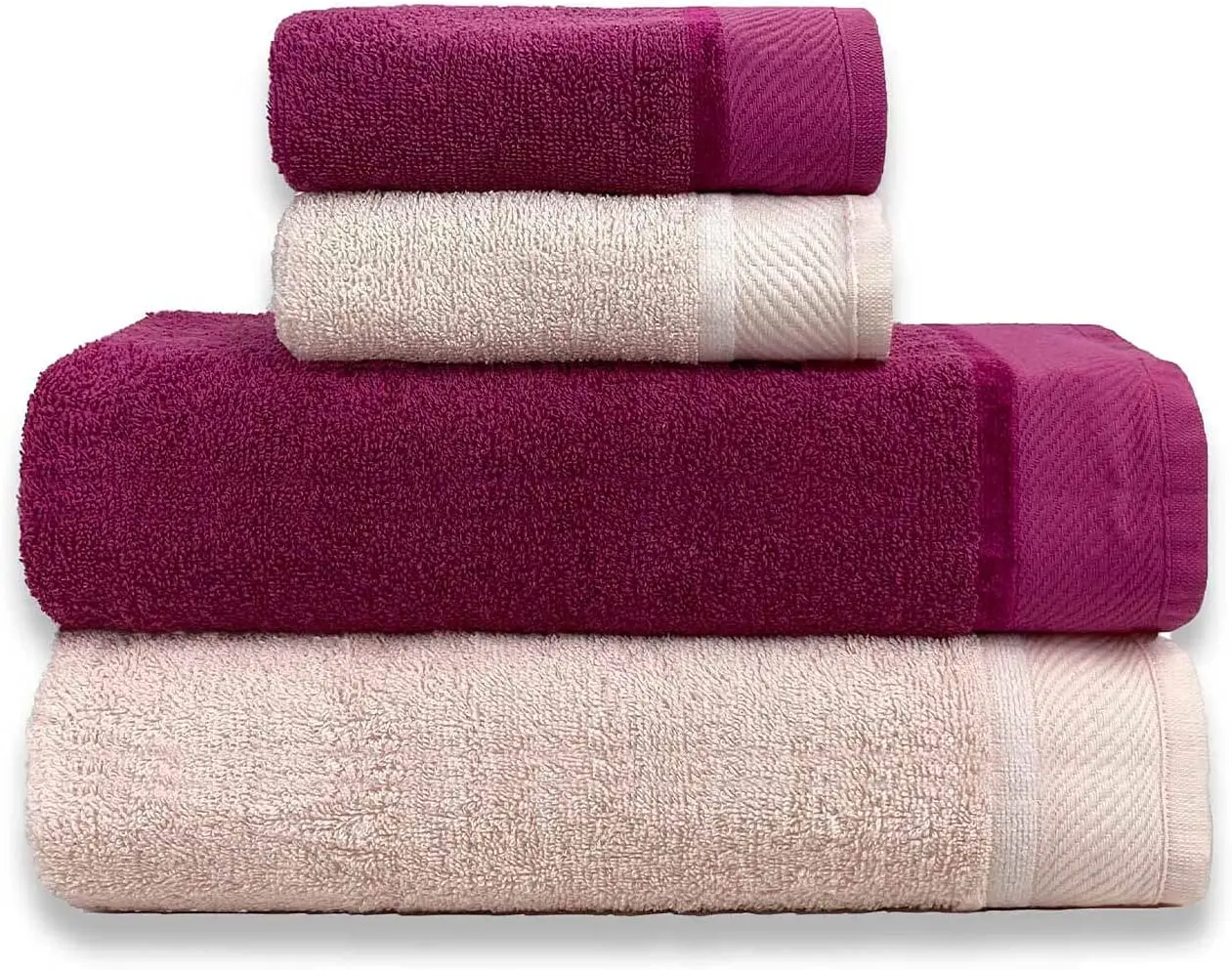 

Giant Thick Towels 4 Pieces Luxury Game - Canada (Fuchsia + Peach) Microfiber Towels Bathroom Hotel Bath Towels For Thicken Soft