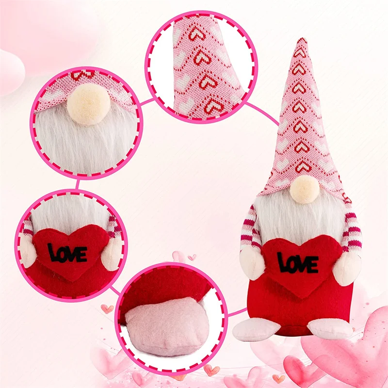 

Cute Valentine's Day Faceless Doll Soft Plush Toy Romantic Desktop Ornament For Home Living Room Bedroom E7