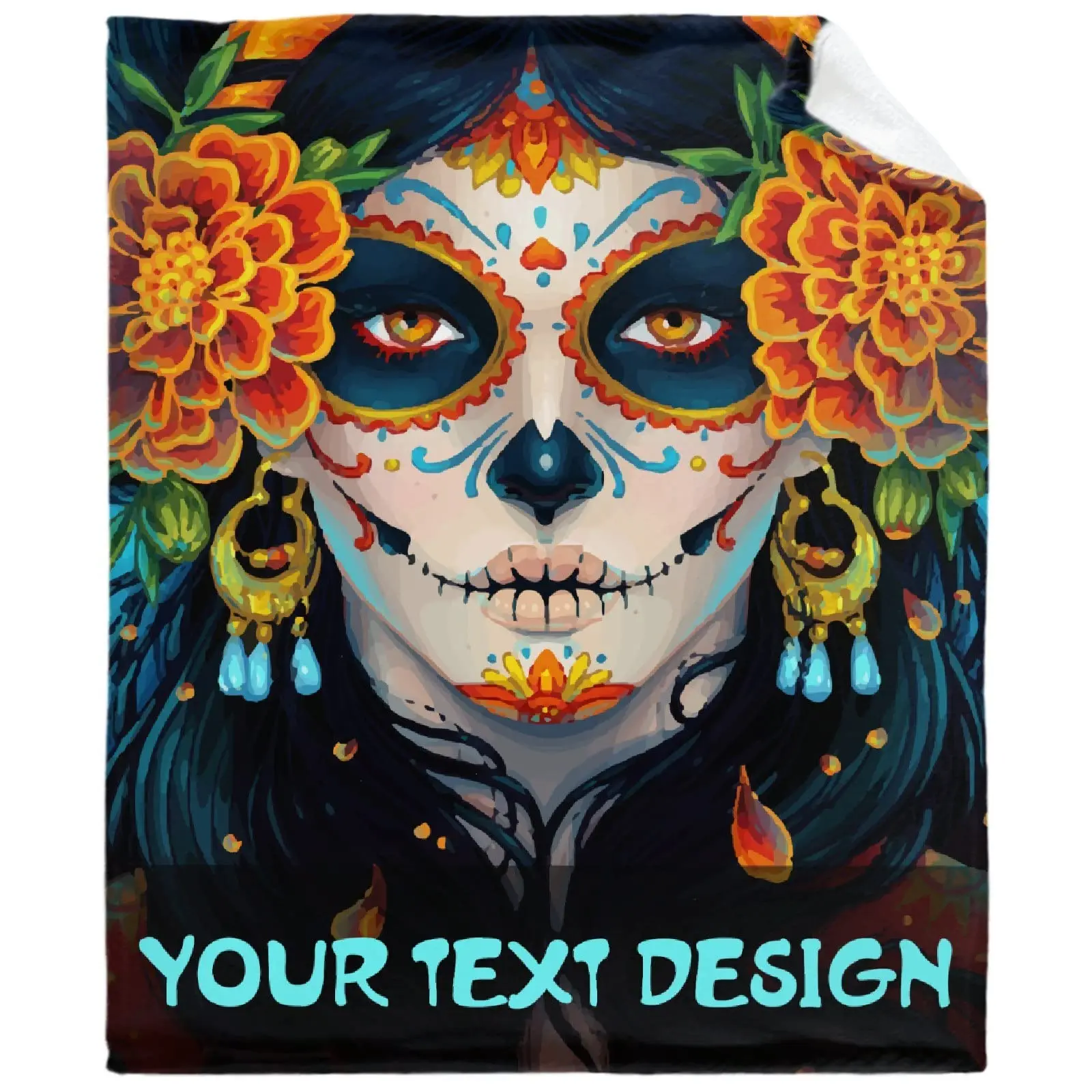 

Day of The Dead Girl Sugar Skull Blanket Rose Flowers Soft for Gift Bed Sofa Lightweight Flannel Blanket Bedding Throw Blankets