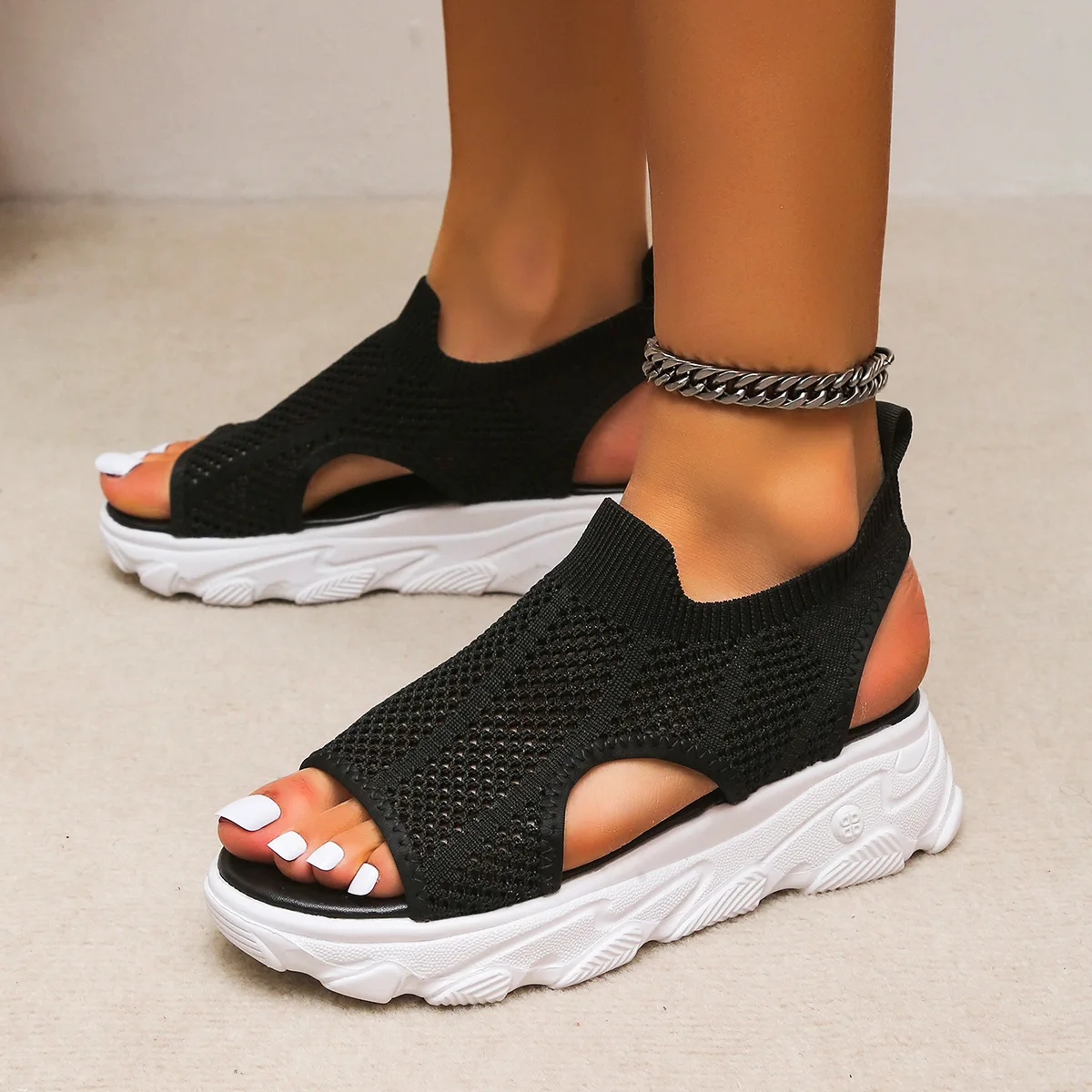 

2023 Summer Waterproof Sandals Women Breathable Large Size Sneakers Casual Platform Open Toe Shoes Fashion Platform Sandals