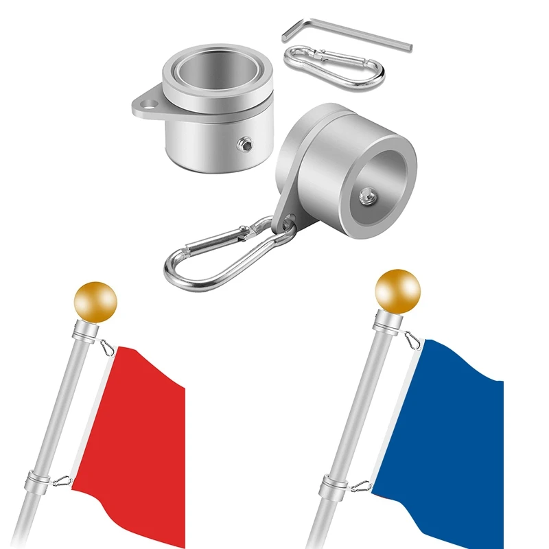 

2 Pcs Flag Pole Rings Anti Wrap Flag Pole Clips Swivels 360° Rotating Flagpole Flag Mounting Rings