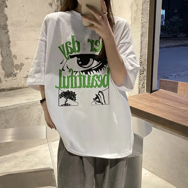 

6747 new spring western style all-match bottoming shirt loose Korean style stacking short-sleeved T-shirt